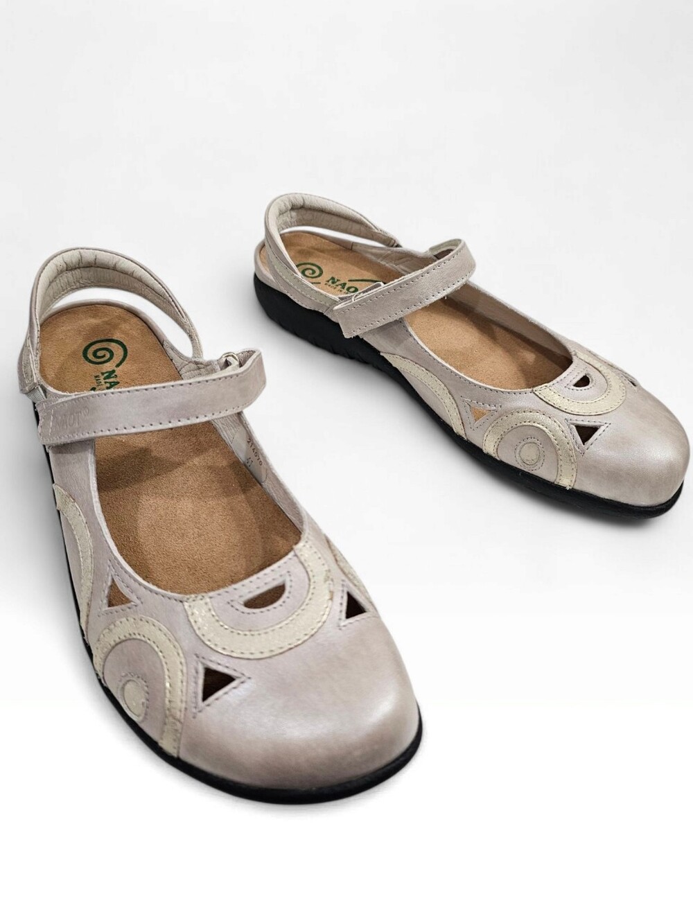 NAOT Rongo Beige Cream Metallic Leather Mary Jane Comfort Slingback Flats 41/10